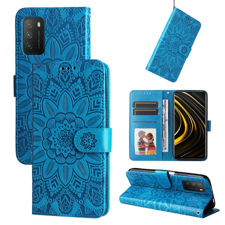 Embossed Sunflower Leather Phone Case, For Xiaomi 11T / 11T Pro, For Xiaomi 12 Lite, For Xiaomi 12 Pro, For Xiaomi 12 / 12X, For Xiaomi Poco M3 / Redmi 9T / Redmi 9 Power, For Xiaomi Poco X3 NFC
