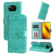 Load image into Gallery viewer, Embossed Sunflower Leather Phone Case, For Xiaomi 11T / 11T Pro, For Xiaomi 12 Lite, For Xiaomi 12 Pro, For Xiaomi 12 / 12X, For Xiaomi Poco M3 / Redmi 9T / Redmi 9 Power, For Xiaomi Poco X3 NFC