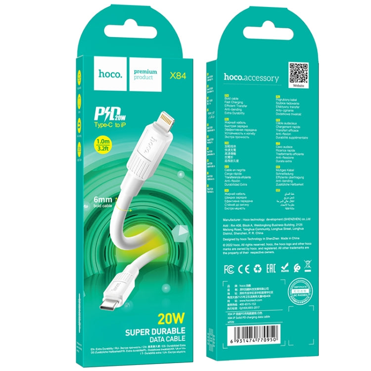 hoco X84 20W USB-C / Type-C to 8 Pin Solid PD Charging Data Cable，Length：1m