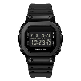 SANDA 2126 Tempered Mirror Luminous Waterproof Dual Display Electronic Watch