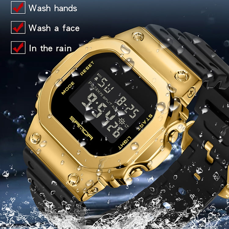 SANDA 2126 Tempered Mirror Luminous Waterproof Dual Display Electronic Watch