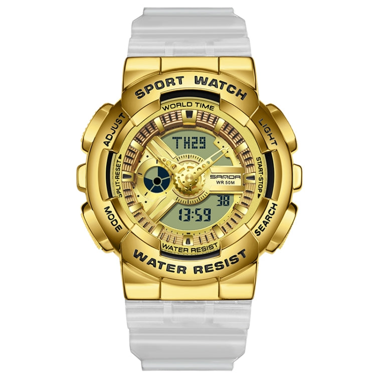 Sanda 3137 TPU Strap Luminous Waterproof Dual Display Electronic Watch