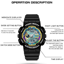 Load image into Gallery viewer, Sanda 3137 TPU Strap Luminous Waterproof Dual Display Electronic Watch