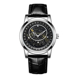 Sanda 7001 Leather Strap Luminous Waterproof Mechanical Watch