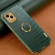 Load image into Gallery viewer, 6D Electroplating Crocodile Texture Phone Case With Holder, For iPhone 14, For iPhone 14 Max, For iPhone 14 Pro Max, For iPhone 14 Pro