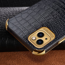 Load image into Gallery viewer, 6D Electroplating Crocodile Texture Phone Case With Holder, For iPhone 14, For iPhone 14 Max, For iPhone 14 Pro Max, For iPhone 14 Pro