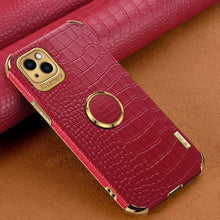 Load image into Gallery viewer, 6D Electroplating Crocodile Texture Phone Case With Holder, For iPhone 14, For iPhone 14 Max, For iPhone 14 Pro Max, For iPhone 14 Pro