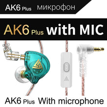 Load image into Gallery viewer, QKZ AK6 PLUS HiFi Bass Detachable Audio Cable Dynamic Heavy Bass Wired Earphone, with Mic, without Mic
