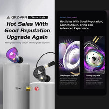 Load image into Gallery viewer, QKZ VK4 In-Ear Subwoofer HiFi Wire-controlled Earphone with Mic