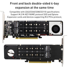 Load image into Gallery viewer, PCIe X16 to M.2 M-key NVMEx4 SSD RAID Converter Card, PCIe X16 to M.2