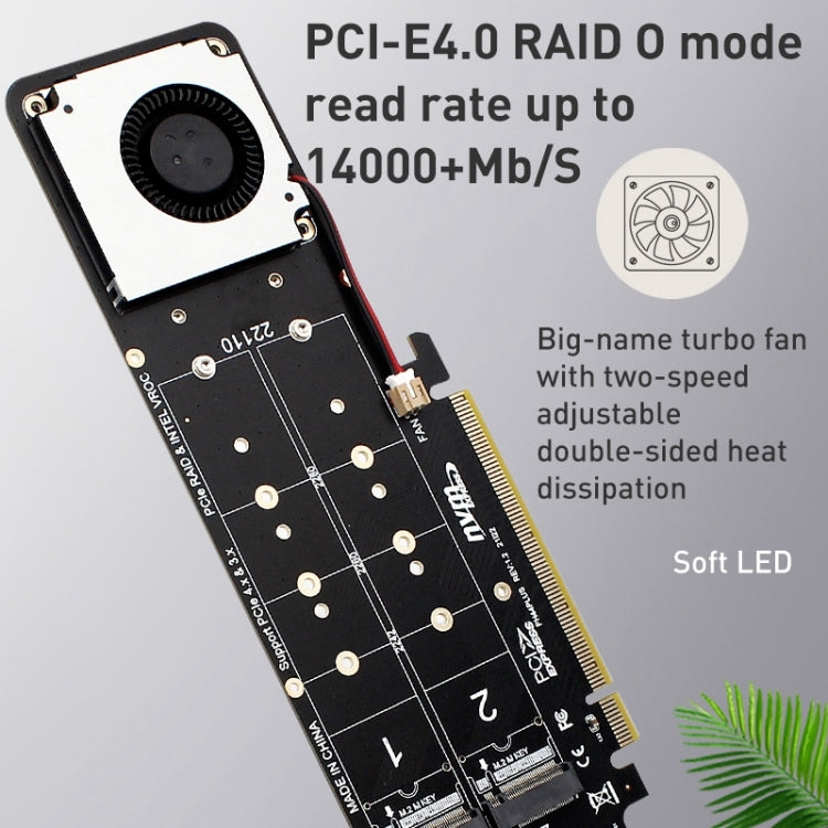PCIe X16 to M.2 M-key NVMEx4 SSD RAID Converter Card, PCIe X16 to M.2