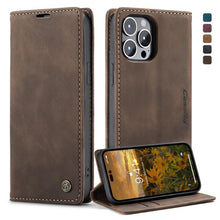 Load image into Gallery viewer, CaseMe-013 Multifunctional Retro Frosted Leather Phone Case, For iPhone 14, For iPhone 14 Plus, For iPhone 14 Pro, For iPhone 14 Pro Max