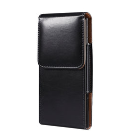 Men Glossy Texture Leather Portable Mobile Phone Waist Bag for 6.9 inch or below