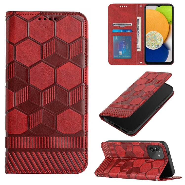 Football Texture Magnetic Leather Flip Phone Case, For Samsung Galaxy A03 164mm, For Samsung Galaxy A03s 164mm India, For Samsung Galaxy A03s 165.8mm US Version, For Samsung Galaxy A03s 166.5mm EU Version, For Samsung Galaxy A12 5G / M12 / F12         ...