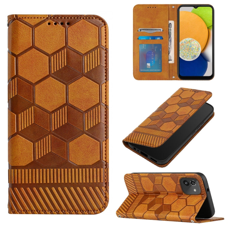 Football Texture Magnetic Leather Flip Phone Case, For Samsung Galaxy A03 164mm, For Samsung Galaxy A03s 164mm India, For Samsung Galaxy A03s 165.8mm US Version, For Samsung Galaxy A03s 166.5mm EU Version, For Samsung Galaxy A12 5G / M12 / F12         ...