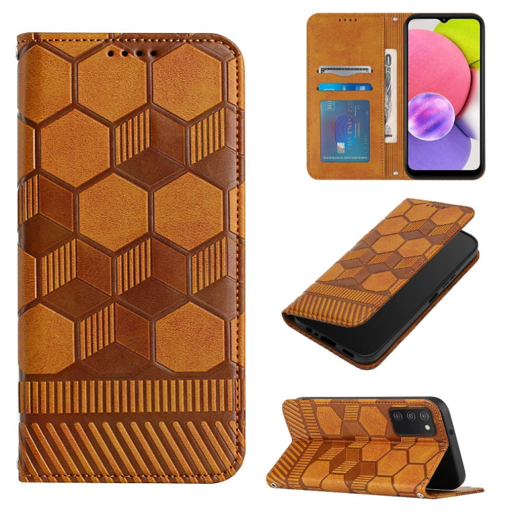 Football Texture Magnetic Leather Flip Phone Case, For Samsung Galaxy A03 164mm, For Samsung Galaxy A03s 164mm India, For Samsung Galaxy A03s 165.8mm US Version, For Samsung Galaxy A03s 166.5mm EU Version, For Samsung Galaxy A12 5G / M12 / F12         ...