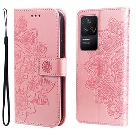 7-petal Flowers Embossing Leather Case, For Xiaomi Redmi K40S / Poco F4, For Xiaomi Redmi Note 11T Pro/Poco X4 GT