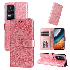 Embossed Sunflower Leather Phone Case, For Xiaomi Redmi K40S / Poco F4, For Xiaomi Redmi Note 11T Pro/Poco X4 GT, For Infinix Hot 12, For Infinix Hot 12 Play, For Infinix Smart 6