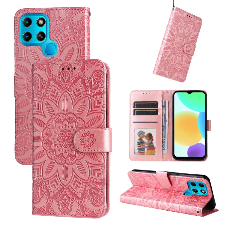 Embossed Sunflower Leather Phone Case, For Xiaomi Redmi K40S / Poco F4, For Xiaomi Redmi Note 11T Pro/Poco X4 GT, For Infinix Hot 12, For Infinix Hot 12 Play, For Infinix Smart 6