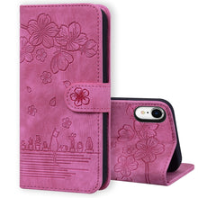Load image into Gallery viewer, Cartoon Sakura Cat Embossed Leather Case, For iPhone XR, For iPhone XS Max, For iPhone SE 2022 / SE 2020 / 7 / 8, For iPhone 7 Plus / 8 Plus