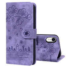 Load image into Gallery viewer, Cartoon Sakura Cat Embossed Leather Case, For iPhone XR, For iPhone XS Max, For iPhone SE 2022 / SE 2020 / 7 / 8, For iPhone 7 Plus / 8 Plus