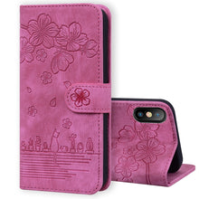 Load image into Gallery viewer, Cartoon Sakura Cat Embossed Leather Case, For iPhone XR, For iPhone XS Max, For iPhone SE 2022 / SE 2020 / 7 / 8, For iPhone 7 Plus / 8 Plus