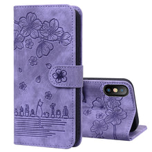 Load image into Gallery viewer, Cartoon Sakura Cat Embossed Leather Case, For iPhone XR, For iPhone XS Max, For iPhone SE 2022 / SE 2020 / 7 / 8, For iPhone 7 Plus / 8 Plus