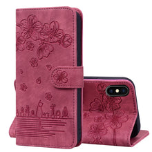 Load image into Gallery viewer, Cartoon Sakura Cat Embossed Leather Case, For iPhone XR, For iPhone XS Max, For iPhone SE 2022 / SE 2020 / 7 / 8, For iPhone 7 Plus / 8 Plus