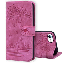 Load image into Gallery viewer, Cartoon Sakura Cat Embossed Leather Case, For iPhone XR, For iPhone XS Max, For iPhone SE 2022 / SE 2020 / 7 / 8, For iPhone 7 Plus / 8 Plus