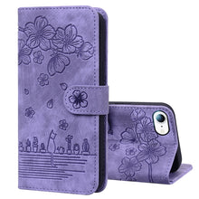 Load image into Gallery viewer, Cartoon Sakura Cat Embossed Leather Case, For iPhone XR, For iPhone XS Max, For iPhone SE 2022 / SE 2020 / 7 / 8, For iPhone 7 Plus / 8 Plus