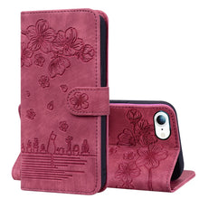 Load image into Gallery viewer, Cartoon Sakura Cat Embossed Leather Case, For iPhone XR, For iPhone XS Max, For iPhone SE 2022 / SE 2020 / 7 / 8, For iPhone 7 Plus / 8 Plus