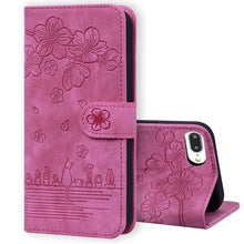 Load image into Gallery viewer, Cartoon Sakura Cat Embossed Leather Case, For iPhone XR, For iPhone XS Max, For iPhone SE 2022 / SE 2020 / 7 / 8, For iPhone 7 Plus / 8 Plus