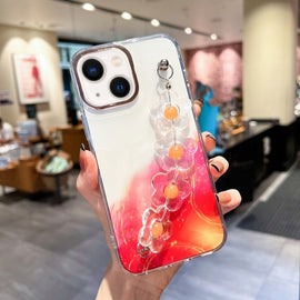 Gold Halo Marble Pattern Case with Flower Bracelet, For iPhone 14, For iPhone 14 Plus, For iPhone 14 Pro, For iPhone 14 Pro Max, For iPhone 13, For iPhone 13 Pro, For iPhone 13 Pro Max, For iPhone 12, For iPhone 12 Pro, For iPhone 12 Pro Max           ...