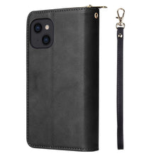 Load image into Gallery viewer, 9 Card Slots Zipper Wallet Bag Leather Phone Case, For iPhone 14, For iPhone 14 Plus, For iPhone 14 Pro, For iPhone 14 Pro Max
