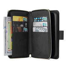 Load image into Gallery viewer, 9 Card Slots Zipper Wallet Bag Leather Phone Case, For iPhone 14, For iPhone 14 Plus, For iPhone 14 Pro, For iPhone 14 Pro Max