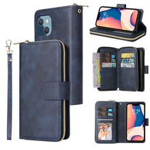 Load image into Gallery viewer, 9 Card Slots Zipper Wallet Bag Leather Phone Case, For iPhone 14, For iPhone 14 Plus, For iPhone 14 Pro, For iPhone 14 Pro Max