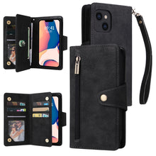 Load image into Gallery viewer, Rivet Buckle 9 Cards Three Fold Leather Phone Case, For iPhone 14, For iPhone 14 Plus, For iPhone 14 Pro, For iPhone 14 Pro Max