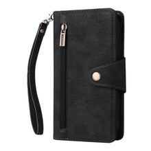 Load image into Gallery viewer, Rivet Buckle 9 Cards Three Fold Leather Phone Case, For iPhone 14, For iPhone 14 Plus, For iPhone 14 Pro, For iPhone 14 Pro Max