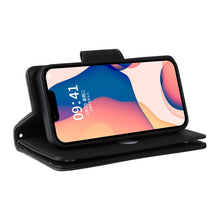Load image into Gallery viewer, Rivet Buckle 9 Cards Three Fold Leather Phone Case, For iPhone 14, For iPhone 14 Plus, For iPhone 14 Pro, For iPhone 14 Pro Max