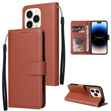 Load image into Gallery viewer, Multifunctional Horizontal Flip Leather Case with Three Card Slot, For iPhone 14, For iPhone 14 Plus, For iPhone 14 Pro, For iPhone 14 Pro Max