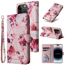 Load image into Gallery viewer, Marble Bronzing Stitching Horizontal Flip PU Leather Case, For iPhone 14, For iPhone 14 Plus, For iPhone 14 Pro, For iPhone 14 Pro Max