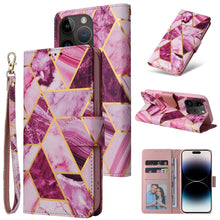 Load image into Gallery viewer, Marble Bronzing Stitching Horizontal Flip PU Leather Case, For iPhone 14, For iPhone 14 Plus, For iPhone 14 Pro, For iPhone 14 Pro Max