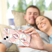 Load image into Gallery viewer, Electroplating Splicing Marble Flower Pattern TPU Shockproof Case, For iPhone 14, For iPhone 14 Plus, For iPhone 14 Pro, For iPhone 14 Pro Max