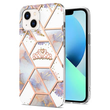 Load image into Gallery viewer, Electroplating Splicing Marble Flower Pattern TPU Shockproof Case, For iPhone 14, For iPhone 14 Plus, For iPhone 14 Pro, For iPhone 14 Pro Max