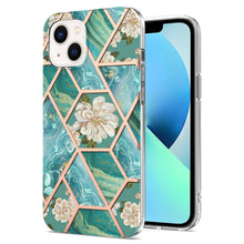 Load image into Gallery viewer, Electroplating Splicing Marble Flower Pattern TPU Shockproof Case, For iPhone 14, For iPhone 14 Plus, For iPhone 14 Pro, For iPhone 14 Pro Max