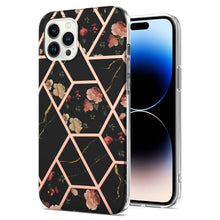 Load image into Gallery viewer, Electroplating Splicing Marble Flower Pattern TPU Shockproof Case, For iPhone 14, For iPhone 14 Plus, For iPhone 14 Pro, For iPhone 14 Pro Max
