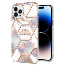 Load image into Gallery viewer, Electroplating Splicing Marble Flower Pattern TPU Shockproof Case, For iPhone 14, For iPhone 14 Plus, For iPhone 14 Pro, For iPhone 14 Pro Max