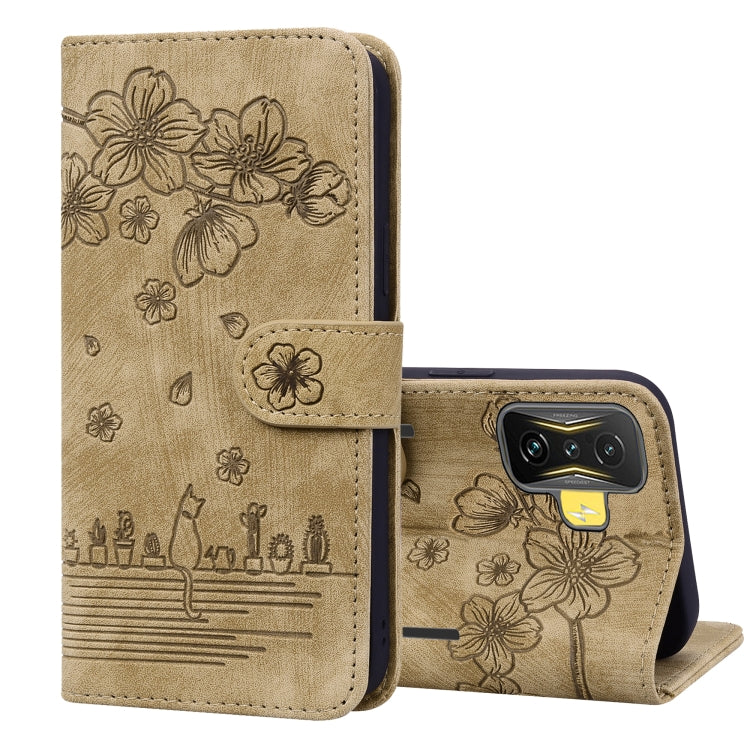 Cartoon Sakura Cat Embossed Leather Phone Case, For Xiaomi Poco F4 GT, For Xiaomi Poco M3 / Redmi 9T Global, For Xiaomi Poco X3 / X3 NFC, For Xiaomi Redmi K40 / K40 Pro, For Xiaomi Redmi Note 11 Pro 4G / 5G, For Xiaomi Poco M4 Pro 4G Global            ...