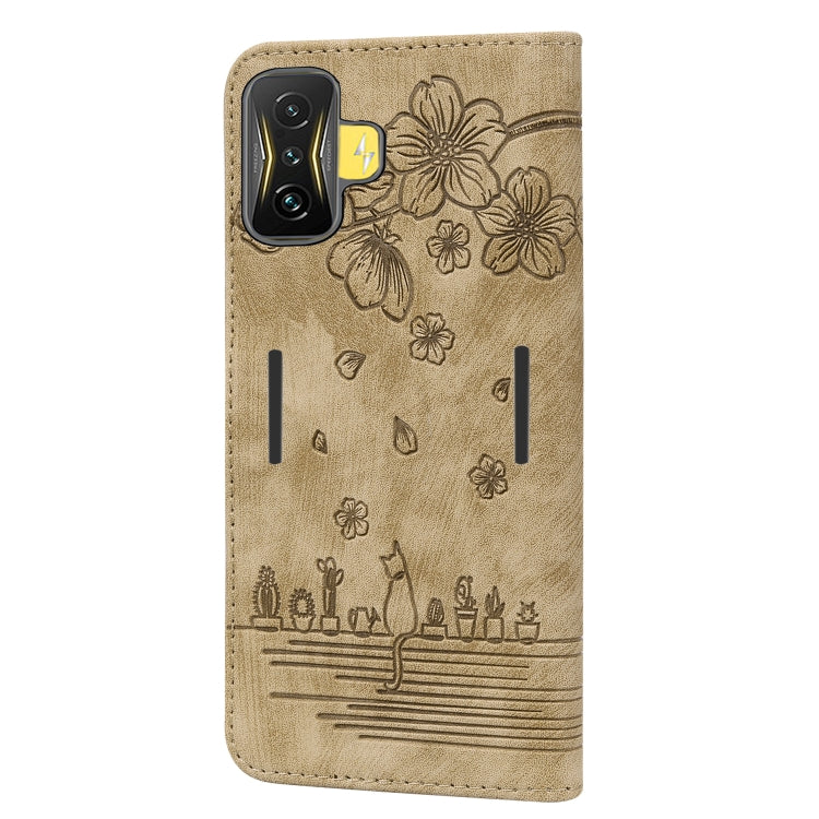 Cartoon Sakura Cat Embossed Leather Phone Case, For Xiaomi Poco F4 GT, For Xiaomi Poco M3 / Redmi 9T Global, For Xiaomi Poco X3 / X3 NFC, For Xiaomi Redmi K40 / K40 Pro, For Xiaomi Redmi Note 11 Pro 4G / 5G, For Xiaomi Poco M4 Pro 4G Global            ...