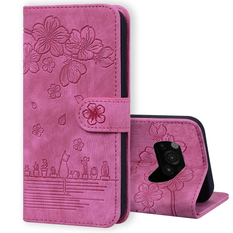 Cartoon Sakura Cat Embossed Leather Phone Case, For Xiaomi Poco F4 GT, For Xiaomi Poco M3 / Redmi 9T Global, For Xiaomi Poco X3 / X3 NFC, For Xiaomi Redmi K40 / K40 Pro, For Xiaomi Redmi Note 11 Pro 4G / 5G, For Xiaomi Poco M4 Pro 4G Global            ...